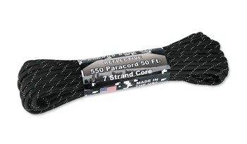 Atwood Rope MFG - Paracord 550-7 - 4 mm - Reflektierend Schwarz - 50ft