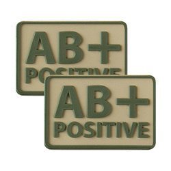 Helicone - PVC Patch - Blutgruppe - AB+ POS - Khaki - 2 Stück