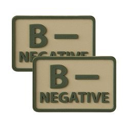 Helicone - PVC Patch - Blutgruppe - B- NEG - Khaki - 2 Stück