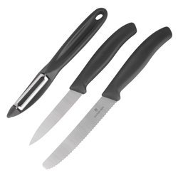 Victorinox - Schweizer Classic Gemüsemesser-Set mit Schäler - 3-tlg. - Schwarz - 6.7113.31