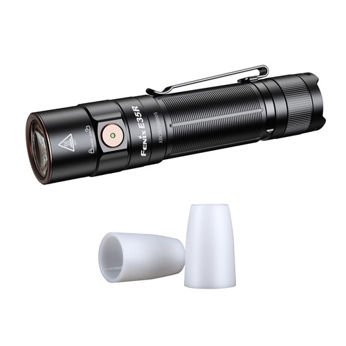 Fenix - Taktische Taschenlampe E35R mit 5000 mAh Akku + AOD-S V2.0 Diffusor - 3100 lm - Schwarz - E35R+AOD-S V2.0 - LED-Taschenlampen