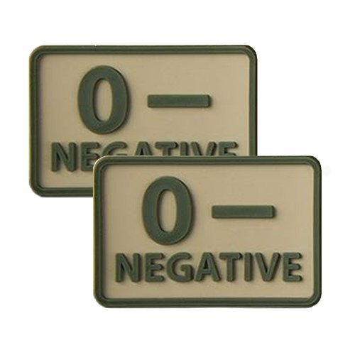 Helicone - PVC Patch - Blutgruppe - 0- NEG - Khaki - 2 Stück -  3D PVC Morale Patches