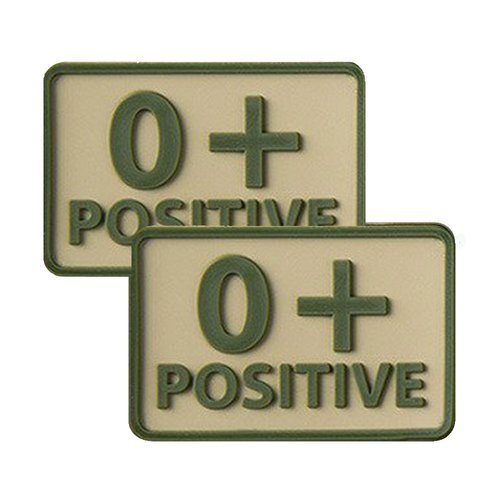 Helicone - PVC Patch - Blutgruppe - 0+ POS - Khaki - 2 Stück -  3D PVC Morale Patches