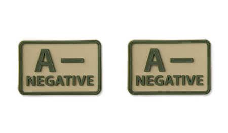 Helicone - PVC Patch - Blutgruppe - A- NEG - Khaki - 2 Stück -  3D PVC Morale Patches