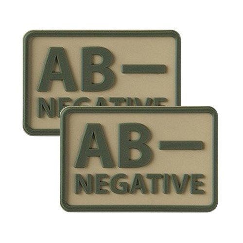 Helicone - PVC Patch - Blutgruppe - AB- NEG - Khaki - 2 Stück -  3D PVC Morale Patches