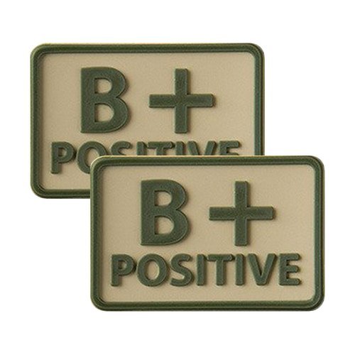 Helicone - PVC Patch - Blutgruppe - B+ POS - Khaki - 2 Stück. -  3D PVC Morale Patches