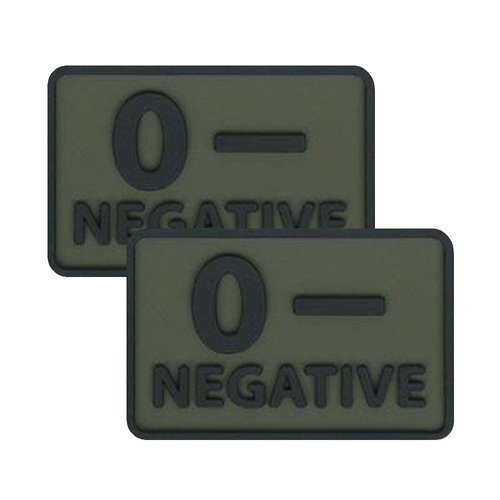 Helikon - PVC Patch - Blutgruppe - 0- NEG - Olivgrün - 2 Stück -  3D PVC Morale Patches