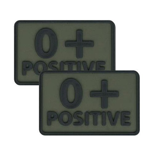 Helikon - PVC Patch - Blutgruppe - 0+ POS - Olivgrün - 2 Stück -  3D PVC Morale Patches