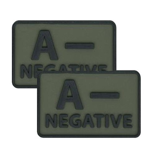 Helikon - PVC Patch - Blutgruppe - A- NEG - Olivgrün - 2 Stück -  3D PVC Morale Patches