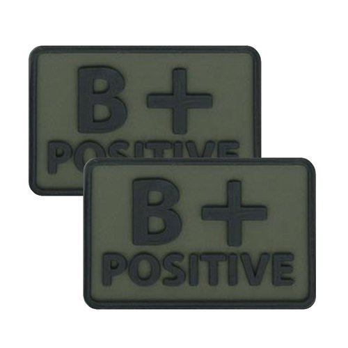 Helikon - PVC Patch - Blutgruppe - B+ POS - Olivgrün - 2 Stück -  3D PVC Morale Patches