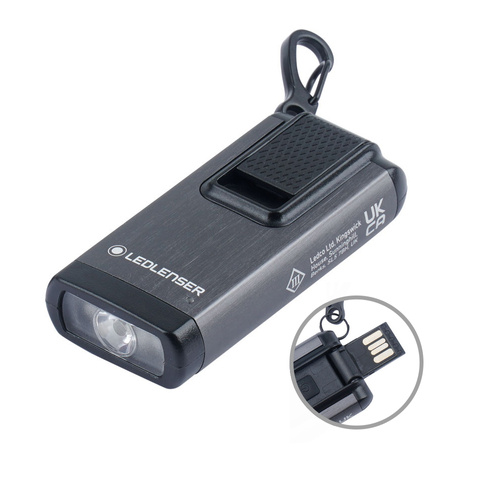 Ledlenser - Wiederaufladbare LED-Taschenlampe / Schlüsselring K6R - 400 lm - Mit Rotlichtmodus - Grau - 502577 - LED-Taschenlampen