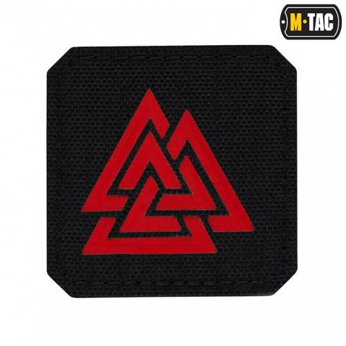 M-Tac - Lasergeschnittenes Valknut Quadrat Patch - Rot / Schwarz - 51162233 - Andere