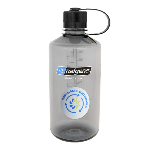 Nalgene - 32 oz Narrow Mouth Sustain Flasche - 38 mm Kappe - 1 L - Grau - 2021-0432 - Wasserbehälter & Feldflaschen