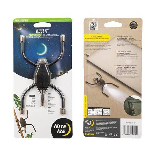 Nite Ize - BugLit® Wiederaufladbare Mikro-Taschenlampe - Coyote/Schwarz - BGTR02-29-R7 - Akku-Taschenlampen