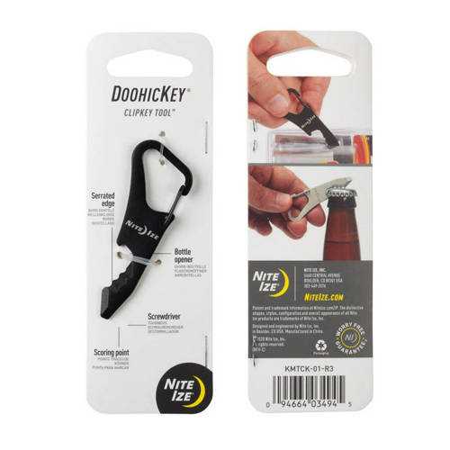 Nite Ize - Karabiner mit Werkzeugset DoohicKey ClipKey Tool - Stahl - Schwarz - KMTCK-01-R3 - Stahlkarabiner