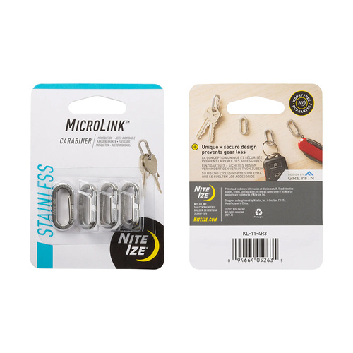 Nite Ize - MicroLink Karabiner - Stahl - Silber - 4 Stück - KL-11-4R3 - Schlüsselanhänger