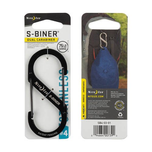 Nite Ize - S-Biner #4 - Schwarz - SB4-03-01 - Stahlkarabiner