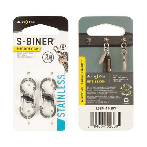 Nite Ize - S-Biner MicroLock - Edelstahl - 2Pack - LSBM-11-2R3 - Stahlkarabiner