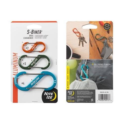 Nite Ize - S-Biner® Aluminium-Doppelkarabiner-Kombination - 3 Stück - SBA234-A2-R6 - Aluminiumkarabiner