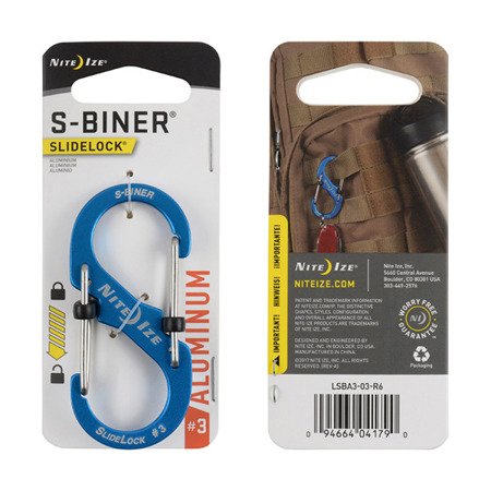 Nite Ize - S-Biner® SlideLock® Aluminium #3 - Blau - LSBA3-03-R6 - Aluminiumkarabiner