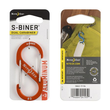 Nite Ize - S-Biner&reg; Aluminium-Doppelkarabiner #3 - Orange - SBA3-19-R6 - Aluminiumkarabiner