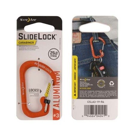 Nite Ize - SlideLock® Karabiner Aluminium #3 - Orange - CSLA3-19-R6 - Aluminiumkarabiner