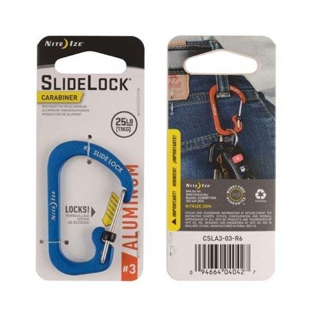 Nite Ize - SlideLock&reg; Karabiner Aluminium #3 - Blau - CSLA3-03-R6 - Aluminiumkarabiner