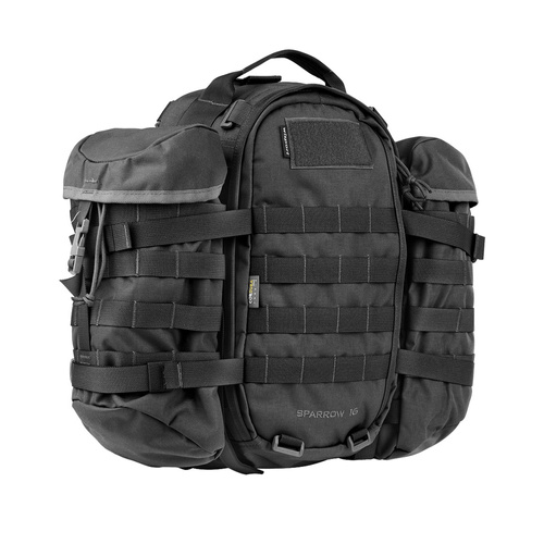 WISPORT - Sparrow 16 Rucksack mit zwei Seitentaschen - 16 + 10 l - Schwarz - Militärrucksäcke