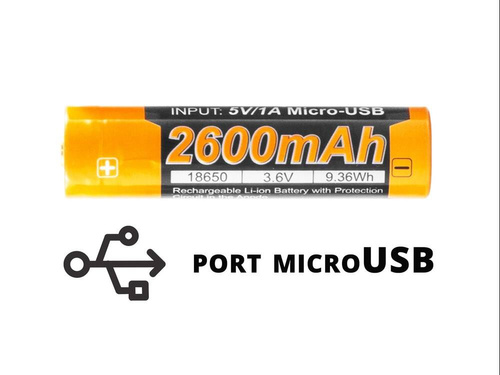 Fenix - 18650 2600mAh 3.6V Li-Ion Akku - USB - ARB-L18-2600U - Batterien