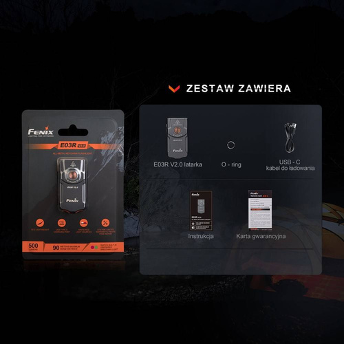 Fenix - E03R V2.0 LED-Taschenlampe mit 400-mAh-Akku – 500 lm – Grau – E03R V2.0 Grau - LED-Taschenlampen - Outdoor